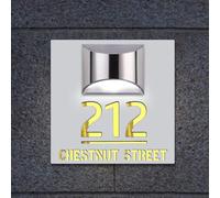 Targa solare a LED personalizzata per casa, indirizzo esterno, numeri indirizzi di casa, nome via illuminato a LED, contemporaneo, per casa, ufficio, hotel, quadrato (Indirizzo Plaque-A)