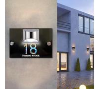 Targa Solare a LED Personalizzata per Indirizzo Esterno, Numeri e Nome Via Illuminato - Contemporaneo per Casa, Ufficio, Hotel - Quadrato (Acrilico (Solare)-B)