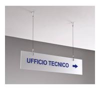 Targa sospesa in acrilico bisatinato 60x15 cm Tecnostyl con cavetti per fissaggi