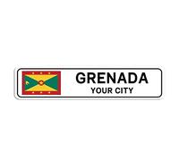 Targa stradale Grenada personalizzata con nome della città personalizzata Grenada Road Wall Art Decor Home Decoration Regalo personalizzato per amici stranieri, vicino, 10,2 x 45,7 cm