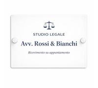 Targa Studio Professionale Personalizzata in Plexiglass con Logo | Targa da Parete per Ufficio, Studio Legale, Commercialista, Architetto | Plexiglass 3 mm con Distanziali (20x15)