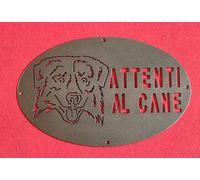 Targa Targhetta Cartello "ATTENTI AL CANE" ferro Disegno Border Collie 1763
