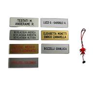 TARGA TARGHETTA citofono 2 RIGHI 1,5x5,5 cm spesso 1mm circa PLASTICA scegli colori INCISIONE COMPRESA stampatello FUORIPORTA 1 portachiavi AMULETI