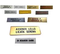 TARGA targhetta nome PORTA CASA posta plastica 10x20 cm oro e nero o altro colore con biadesivo, INCISIONE COMPRESA 1 o 2 righi stampatello FUORIPORTA CASA PERSONALIZZATA +1 amuleto