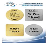 Targa Targhetta Personalizzata Dorata o Argentata, Ovale o Rettangolare