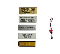 TARGA TARGHETTA POSTA 2 RIGHI 2,5x7 cm spesso 1mm circa CON BIADESIVO PLASTICA scegli colori INCISIONE COMPRESA stampatello FUORIPORTA 1 portachiavi AMULETI