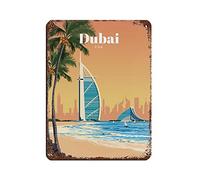 Targa vintage con paesaggio urbano Dubai Emirati Arabi Uniti Beach Vintage Targa in latta Home Office Kitchen Pub Club Cafe Bar Farm Restaurant Collection Metal Wall Decor