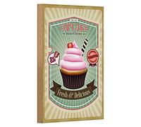 Targa vintage in legno per cupcake | Home-Made, Natural & Delicious | Ideale per cucina e caffè | 12 cm x 18 cm
