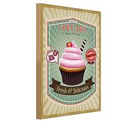 Targa vintage in legno per cupcake | Home-Made, Natural & Delicious | Ideale per cucina e caffè | 30 cm x 40 cm