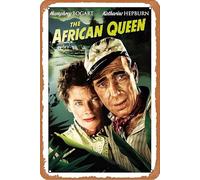 Targa vintage in metallo con cornice The African Queen, 28 x 43 cm, decorazione da parete retrò per casa, bar, ufficio, negozio, pub, club, regalo, 30,5 x 20,3 cm