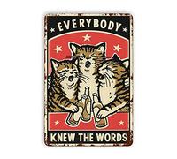 Targa vintage in metallo con scritta "Gatto che beve, tutti conoscevano le parole", divertente decorazione da parete, cartello artistico retrò, decorazioni classiche per la casa, fattoria, romanzo, pe