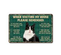 Targa vintage in metallo con scritta in lingua inglese "When Visiting My House Please Remember Rules", divertente poster in metallo per casa, cucina, bar, pub, 30 x 20 cm (verde)