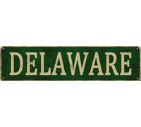 Targa vintage in metallo Delaware con nome dello stato americano, divertente, decorazione artistica da parete per casa, bar, fattoria, ufficio, casa, aule, garage, interni ed esterni, idea regalo, 10