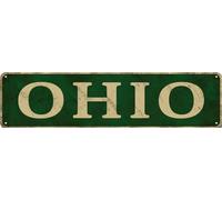 Targa vintage in metallo Ohio con nome dello stato americano, divertente, decorazione artistica da parete per casa, bar, fattoria, ufficio, casa, aule, garage, interni ed esterni, idea regalo, 10 x 40
