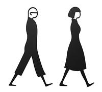 Targa WC da parete/porta, cartello per bagno uomo e donna, targhetta per porta del bagno, insegne minimaliste in alluminio, targhette per porta passaporto, colore: nero