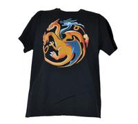 Targaryen Charizard Pokemon Uomo Large T-Shirt Nero Collo A Giro Cartone