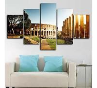 Targawerelax Quadro Su Tela 5 Pezzi Colosseo Roma Roma Città Italia Stampa Su Tela Wall Art Poster Immagini Dipinti Stampa Room Decor Senza Cornice 150x80cm
