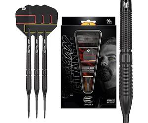 Target Darts Gabriel Clemens Black Edition 90% Tungsten Steel Tip Darts, 21G | Set di freccette Wolfram, freccette con punta in acciaio in edizione per giocatori, set di freccette con punta in acciaio