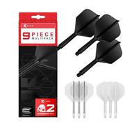 Target Darts K-Flex Integrated Dart Flights And Shafts, Stelo Intermedio (26 mm), No.2 Flight, Confezione da 9 Pezzi, Nero, Bianco e Trasparente
