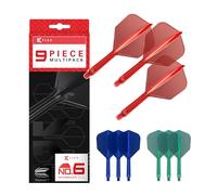 Target Darts K-Flex Integrated Dart Flights And Shafts, Stelo Intermedio (26mm), No.6 Flight, 9-Pack Bundle, Rosso, Blu e Verde | Kflex 2 in 1 Flight And STEM, Professional Darts Accessories