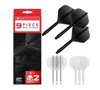 Target Darts K-Flex Integrated Dart Flights And Shafts, Stelo Medio (33 mm), No.2 Flight, Confezione da 9 Pezzi, Nero, Bianco e Trasparente