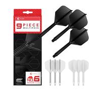 Target Darts K-Flex Integrated Dart Flights And Shafts, Stelo Medio (33mm), No.6 Flight, 9-Pack Bundle, Nero, Bianco e Trasparente | Kflex 2 in 1 Flight And STEM, Professional Darts Accessories