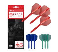 Target Darts K-Flex Integrated Dart Flights And Shafts, Stelo Medio (33mm), No.6 Flight, 9-Pack Bundle, Rosso, Blu e Verde | Kflex 2 in 1 Flight And STEM, Professional Darts Accessories