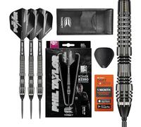 Target Darts Phil Taylor Power 8-Zero 4 Freccette a Punta Svizzera con Punta in Acciaio Nero, Set di Freccette 80% tungsteno, P8Z4, 21G | Freccette Player Edition con Punti svizzeri, Strumento SP