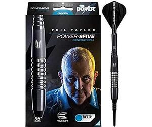 Target Darts Phil Taylor Power 9-Five Gen 4 18G 95% tungsteno Punta Morbida Set di Freccette
