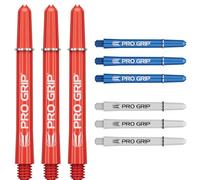 Target Darts PRO Grip Shafts - Set di 9 | 3 Colori, Blu/Bianco/Rosso | Medio, 48mm | steli per Freccette, Accessori per Freccette Professionali, Multipack di steli 2BA con Anelli