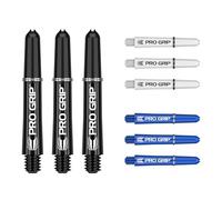 Target Darts PRO Grip Shafts - Set di 9 | 3 Colori, Nero/Bianco/Blu | Corto, 34mm | steli per Freccette, Accessori Professionali per Freccette, Multipack di steli 2BA con Anelli