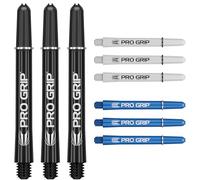 Target Darts PRO Grip Shafts - Set di 9 | 3 Colori, Nero/Bianco/Blu | Medio, 48mm | steli per Freccette, Accessori per Freccette Professionali, Multipack di steli 2BA con Anelli