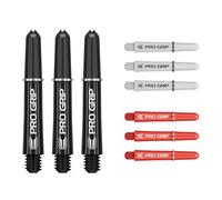 Target Darts PRO Grip Shafts - Set di 9 | 3 Colori, Nero/Bianco/Rosso | Corto, 34mm | steli per Freccette, Accessori Professionali per Freccette, Multipack di Alberi 2BA con Anelli