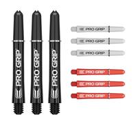 Target Darts PRO Grip Shafts - Set di 9 | 3 Colori, Nero/Bianco/Rosso | Intermedio, 41mm | steli per Freccette, Accessori per Freccette Professionali, Multipack di steli 2BA con Anelli