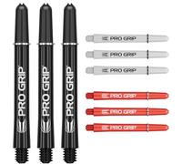 Target Darts PRO Grip Shafts - Set di 9 | 3 Colori, Nero/Bianco/Rosso | Medio, 48mm | steli per Freccette, Accessori per Freccette Professionali, Multipack di steli 2BA con Anelli
