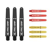Target Darts PRO Grip Shafts - Set di 9 | 3 Colori, Nero/Giallo/Rosso | Corto, 34mm | steli per Freccette, Accessori Professionali per Freccette, Confezione Multipla di steli 2BA con Anelli