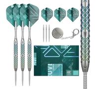 Target Darts Rove Steel Tip Swiss Point Darts, 90% Tungsten Dart Set, Barrel 01-24G | Set di Freccette con Punta in Acciaio, Freccette Verdi e Argento, Set di Freccette Professionali