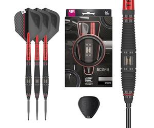 Target Darts Scope Steel Tip Swiss Point Darts, 90% Tungsten Dart Set, Barrel 03-25G | Steel Tip Dart Sets, Red & Black Darts, Professional Dart Set with Swiss Points & Tool