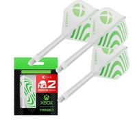 Target Darts Xbox K-Flex Volo e Albero Sistema, Verde e Bianco | N. 2 Kflex - Medio (33mm) Tutto in Uno K Flex Voli e Alberi, Professionali Freccette Accessori