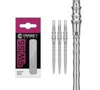 Target Japan Premium Swiss Punti, Set di 3 Punte - 30MM/35MM/40MM - Nero/Silice/Blu/Argento | Punte per Freccette, Punte di Ricambio, Accessori Professionali per Freccette
