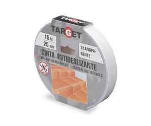 TARGET Nastro antiscivolo adesivo, sicurezza, scale, rampe | per interni ed esterni, anti caduta (trasparente, 15 m x 25 mm)