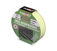 TARGET Nastro antiscivolo adesivo, speciale aree buie, sicurezza scale rampe | per interni ed esterni, anti caduta (FLUORESCENTE, 5 M X 25 mm)