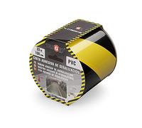 TARGET - Nastro di segnalazione adesivo, 33 m | per marcatura di pavimenti e oggetti, avviso di sicurezza (Giallo e Nero, 33 M X 100 mm)