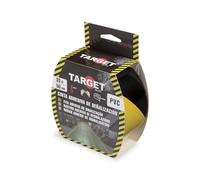 TARGET - Nastro di segnalazione adesivo, 33 m | per marcatura di pavimenti e oggetti, avviso di sicurezza (Giallo e Nero, 33 M X 50 mm)