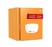 TARGET PUBLICATIONS Quaderni piccoli a quattro righe, 172 pagine a righe, copertina marrone morbida, 18 cm x 24 cm circa, righe rosse e blu, confezione da 12 quaderni, GSM 57