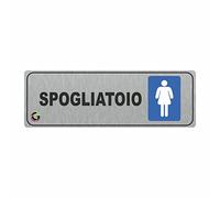 TARGHE ADESIVE ALLUMINIO 16x5 cm- Targhette Autoadesive, Impermeabili Lavabili, uffici, Pub, Banche, aziende, ufficio (SPOGLIATOIO DONNA)