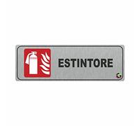 TARGHE ADESIVE ALLUMINIO 16x5 cm- Targhette Autoadesive, Impermeabili Lavabili, uffici, Pub, Banche, aziende, ufficio (ESTINTORE)