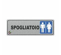 TARGHE ADESIVE ALLUMINIO 16x5 cm- Targhette Autoadesive, Impermeabili Lavabili, uffici, Pub, Banche, aziende, ufficio (SPOGLIATOIO UOMO/DONNA)