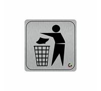 TARGHE ADESIVE ALLUMINIO SATINATO - CESTINO RIFIUTI - Targhette Autoadesive, Impermeabili Lavabili, uffici, Pub, Banche, aziende, ufficio (10X10 CM)