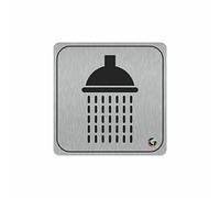 TARGHE ADESIVE ALLUMINIO SATINATO - DOCCIA - Targhette Autoadesive, Impermeabili Lavabili, uffici, Pub, Banche, aziende, ufficio (10X10 CM)
